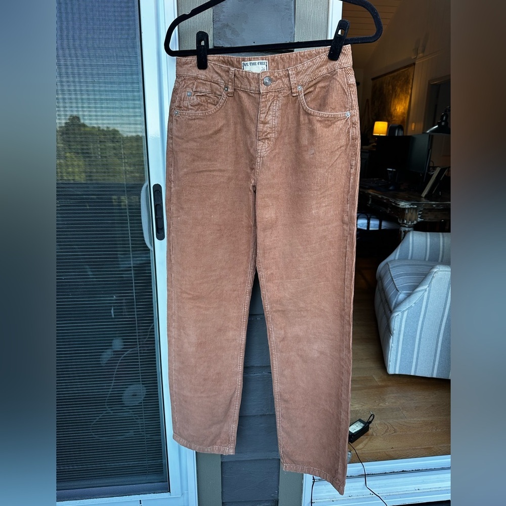We The Free Corduroy Pants Camel Tan Slim Boyfriend Mid Rise Size 26‎